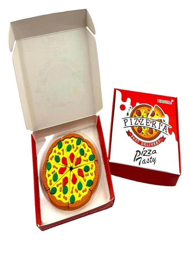 Magic Star Pizza Slice Eraser Set for Kids Cute Food Shaped Puzzle Erasers Removable Pieces Fun Stationery for School Art Office Use. (Pack of 1) (2) - Image 2